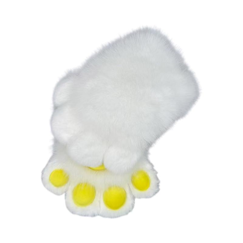 Faux Furs Animal Foxes Paws Mittens Halloween Cosplay Costume Accessories Cats Paws Gloves with Claws Fursuit Gift