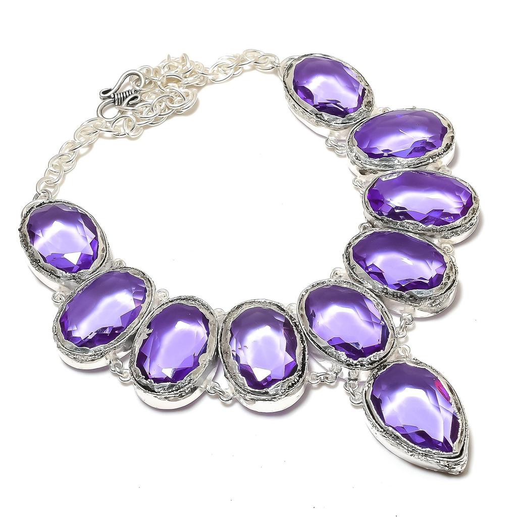 Krásný iolitový drahokam Ručně vyrobený náhrdelník z 925 sterlingového stříbra elektroformovaný, Iolitové stříbro Pro manželku Unisex náhrdelník Společenské nošení Dárky