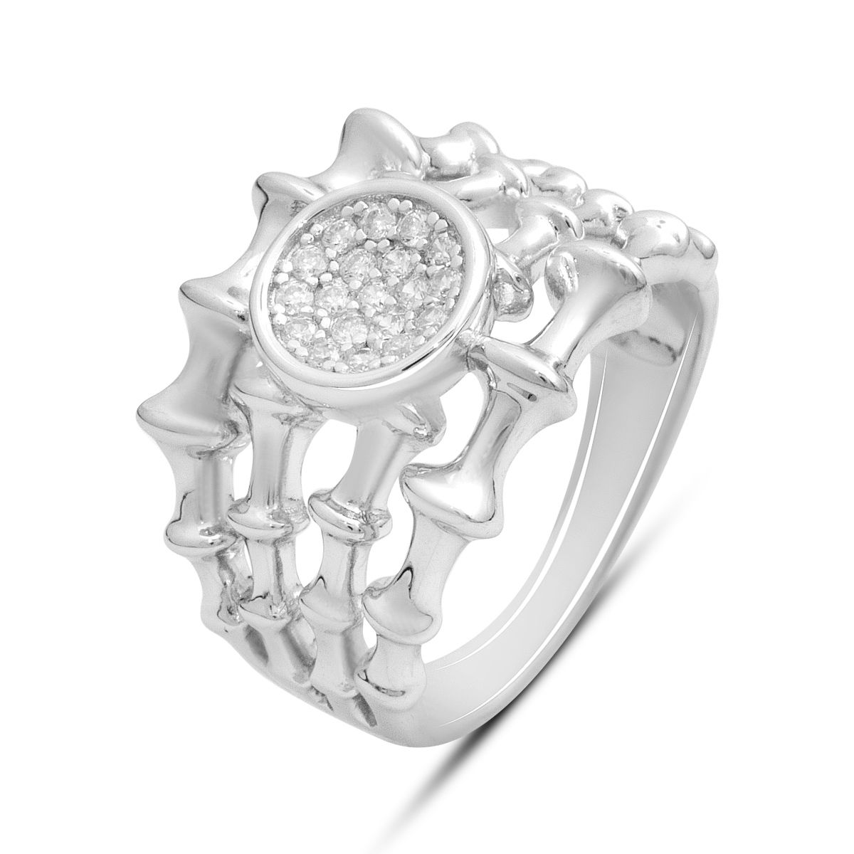 

Серебряное кольцо с фианитами, вес изделия 7,21 гр (2198239) 17 білий