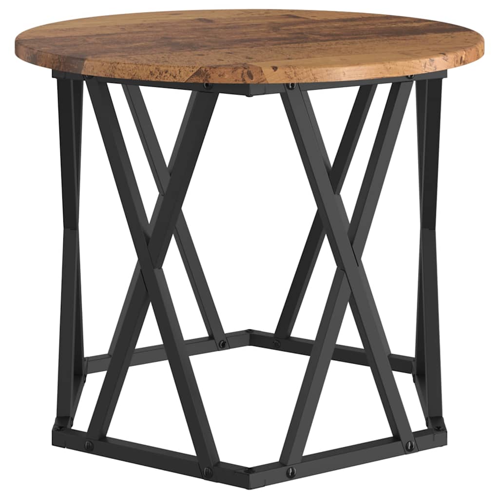 Side Table 2 Pcs Reclaimed Wood Engineered Wood and Steel