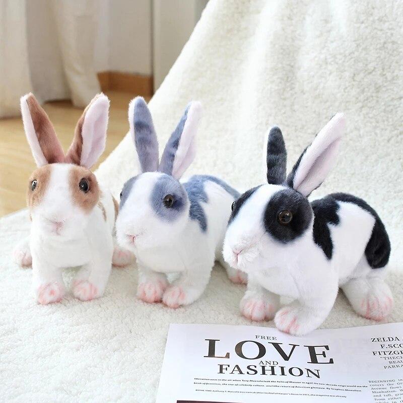 Realistic Adorable Plush Rabbits Lifelike Animal Bunny Simulation Rabbit Toy Photo Props Model Birthday Gift for Kids Baby