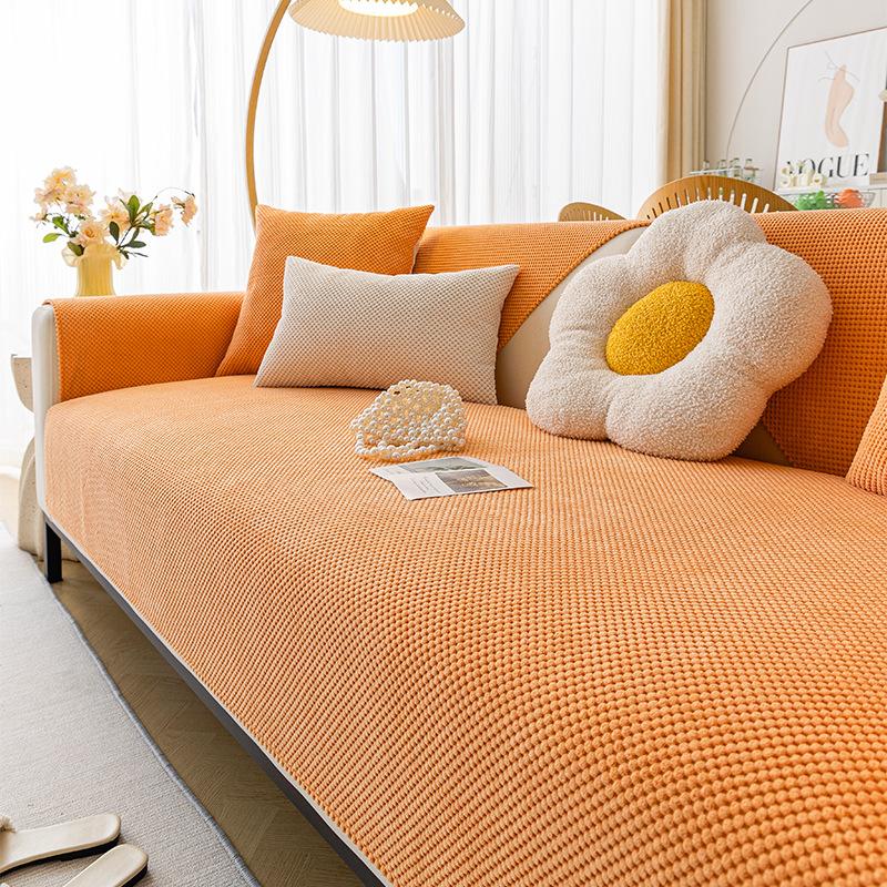 Corn Fleece Sofa Cushion Winter Plush Simple Modern Non-Slip Seat Cushion Autumn And Winter Rice Fleece Solid Color Sofa Towel