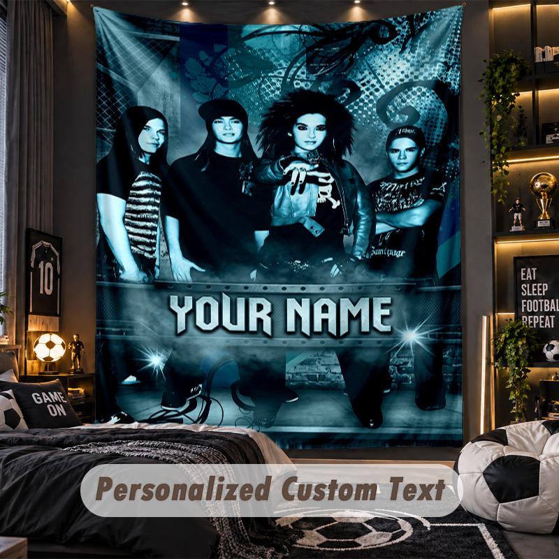 Arazzo da Parete Personalizzato, Nome Stampato Personalizzato Tokio Hotel, Arte da Parete in Tessuto per Sfondo Stanza Interna