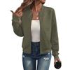 Women's Autumn and Winter Solid Color Texture Zipper Casual Pilot Jackets
