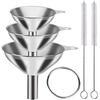 Stainless Steel Funnel Three Piece Set With Brush Mini Funnel Oil Funnel Wine Funnel Integrated Liquid Dispenser