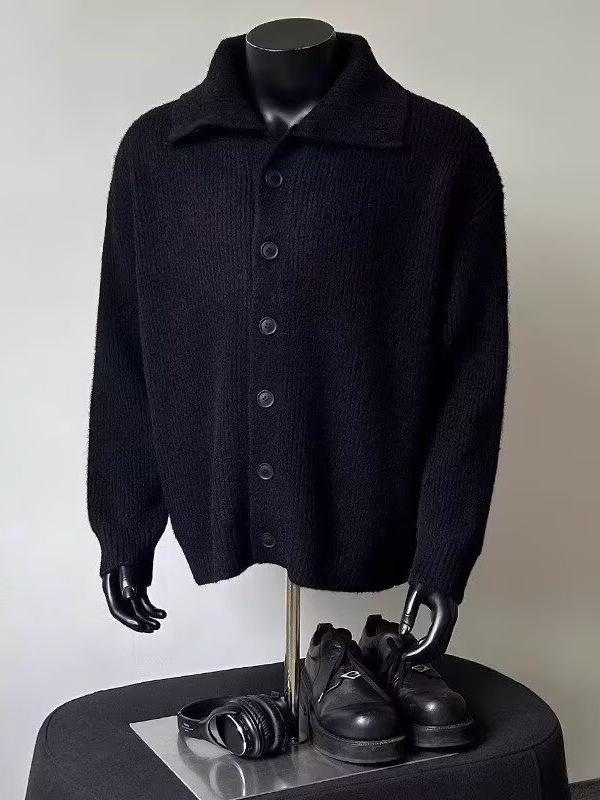Cardigan Rétro Lâche pour Homme - Couleur Unie, Style Automne/Hiver