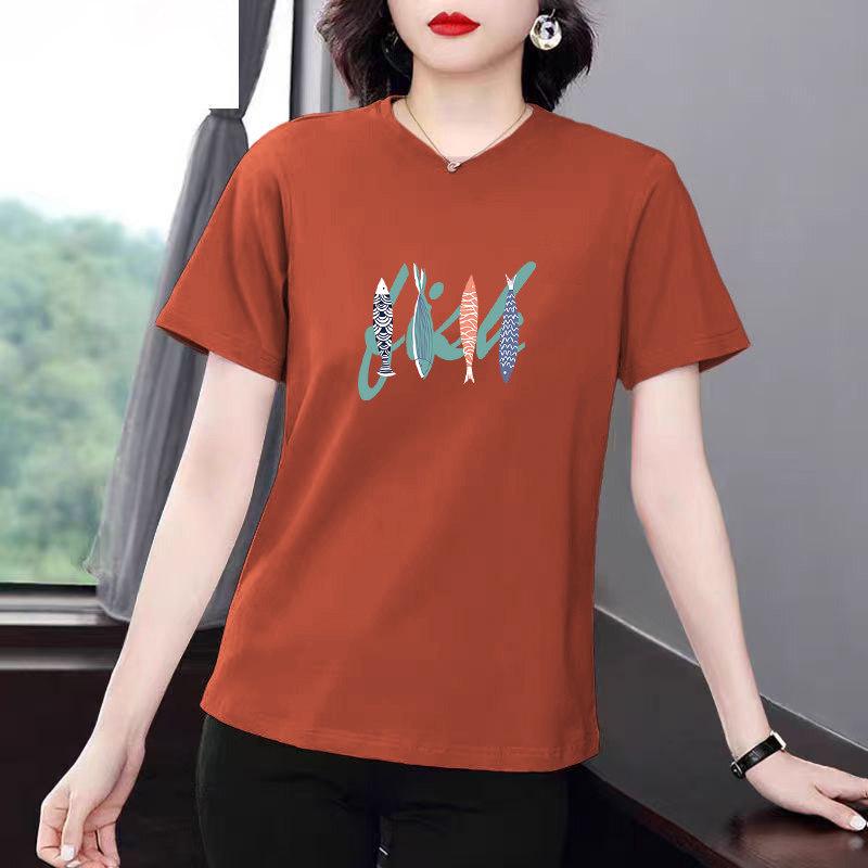 

Women s Summer Short-Sleeve Slimming T-Shirt: Casual, Thin, Versatile, Loose-Fit, Belly-Covering Top 3XL