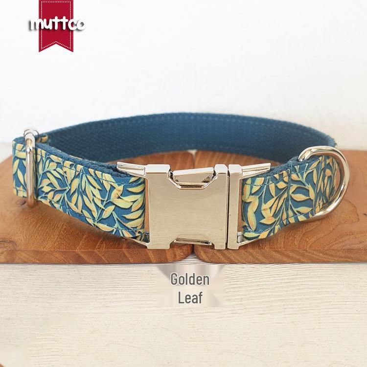 MUTTCO Gold Leaf Dog Collar UDC-089 - Pet Supplies M