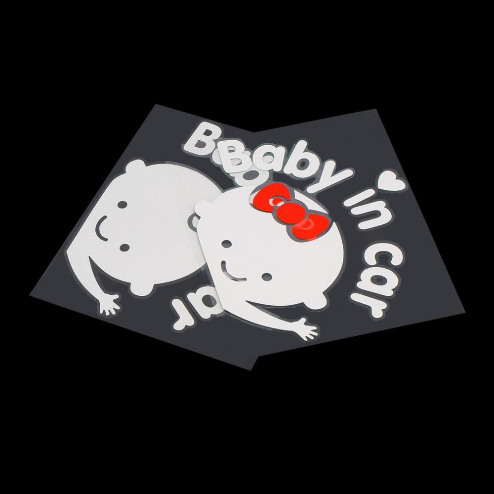 Cartoon Car Stickers Reflective Vinyl Styling Baby In Car Warming Car Sticker Reflective Self-Adhesive Waterproof Wall Sticker