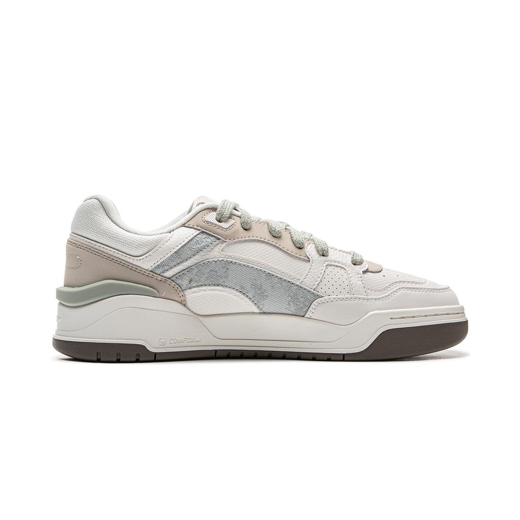 Li Ning Yue Bai 2.0 Casual Versatile Non-Slip Shock Absorbing Breathable Low-Top Skate Shoes Men Sneakers White Brown AGCU275-13