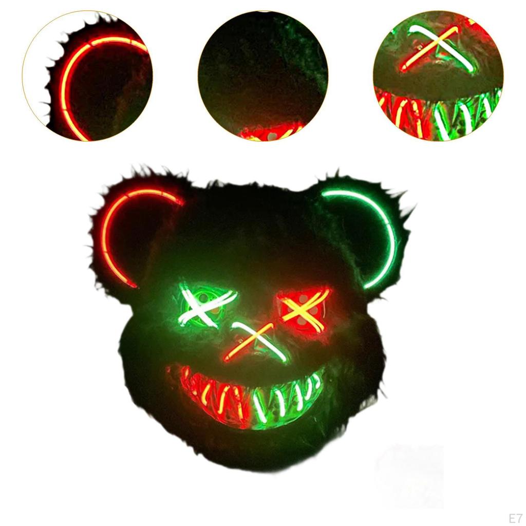 Halloween Grusiger Bär Maske Lustig LED für Osterparty Karneval blau gelb