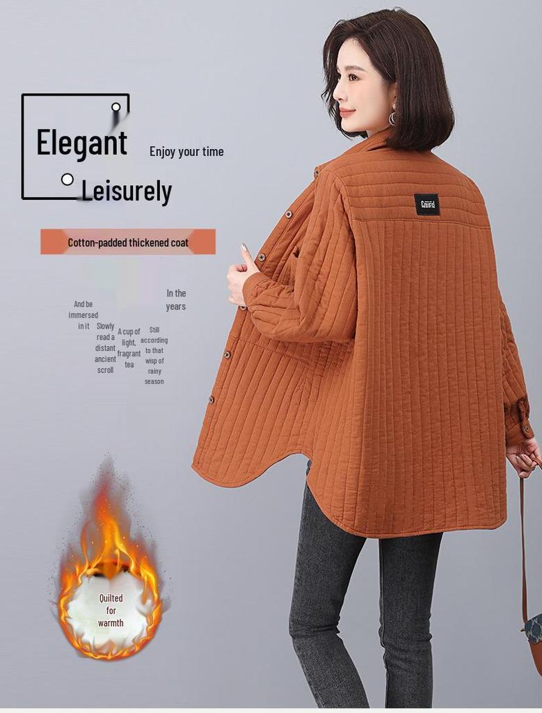 Women's Quilted Coat - Autumn/Winter 2024: New Fashion, Stylish and Warm, Loose Fit, Plus-Size Cotton Blend