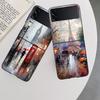 Artist London Painting Oil Painting Case For Samsung Z Flip 6 5G Galaxy Z Flip 5 4 3 5G Black Hard Cell Phone Cover Luxury PC Sh