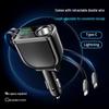 Five-in-One Car Charger with Digital Display and Retractable Cable, PD Fast Charging, and Cigarette Lighter Adapter