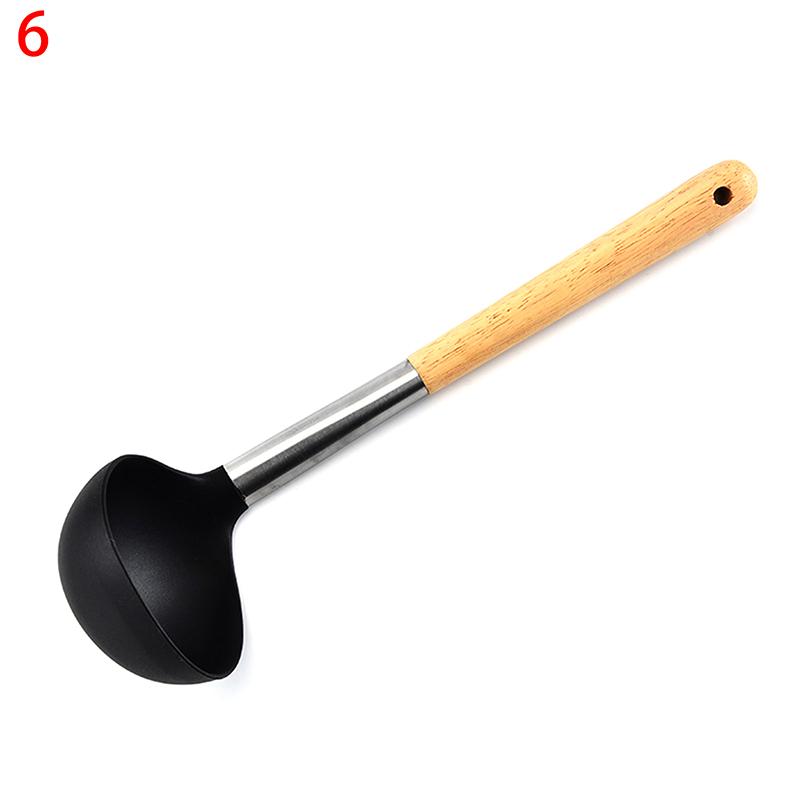 Silicone Kitchenware Non-Stick Heat-Resistant Cookware Kitchen Utensils Set Spatula Shovel Spoon Wooden Handle Cooking Tool Set