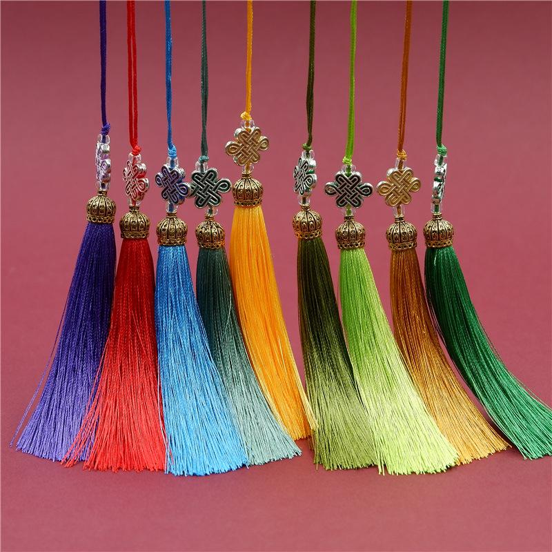 Chinese Style Tassel Ear Metal Hat Plus Beads Hanging Ear Ancient Style Bookmark Cheongsam Hanfu Pressure Placket Tassel Accessories Pendant