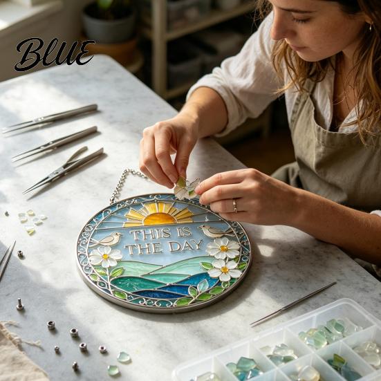Frosted Glass Art Supplies Scripture Sea Suncatcher DIY Kit Christian Mosaic Craft Projects for Stress Relief Faith Inspired Window Hanging