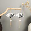 Imitation Jade Drop Oil Beaded Earrings Retro Water Drop Fringed Earrings Simple Hanfu Accessories Women
