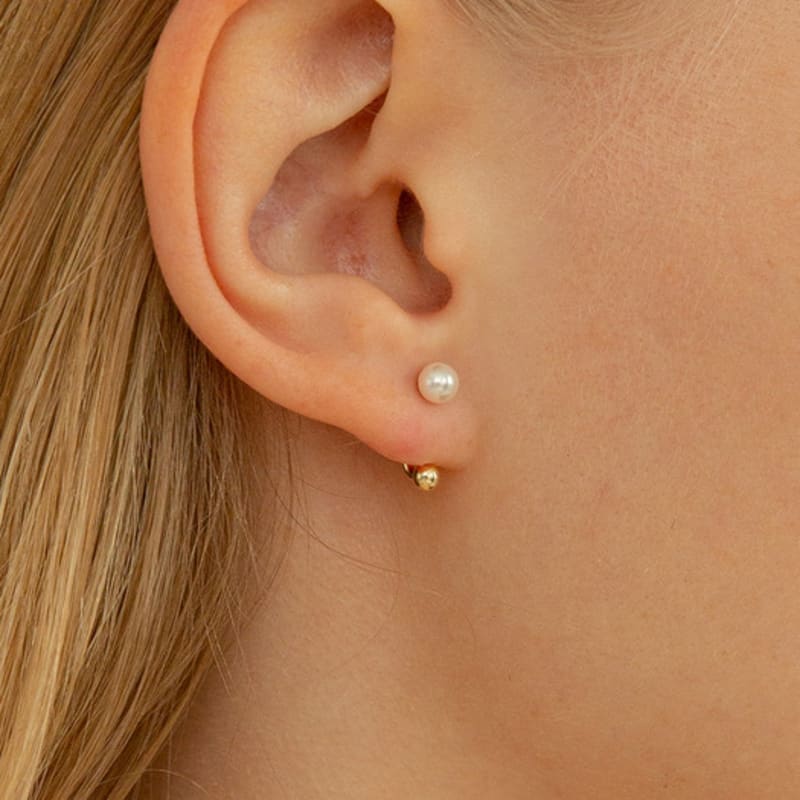 LUNNE 14k Double Ball Two-Way Earrings (14k Gold) #L08