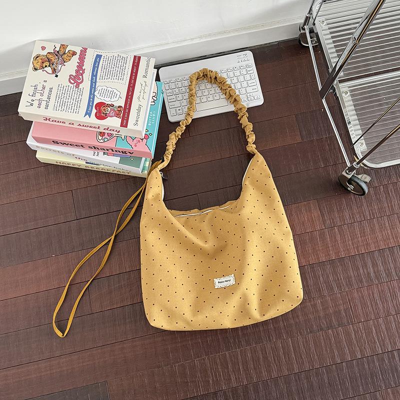 Large Capacity Polka Dot Shoulder Bag Kawaii Korean Style Student Commute Tote Bag