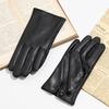 Men's and Women's Sheepskin Genuine Leather Gloves  Couple Honeycomb Gloves  Simple and Warm In Winter Fashionable for Cycling and Commuting