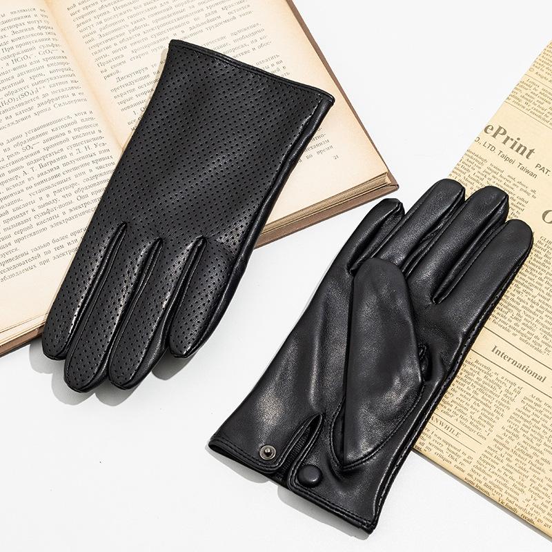Men's and Women's Sheepskin Genuine Leather Gloves Couple Honeycomb Gloves Simple and Warm In Winter Fashionable for Cycling and Commuting