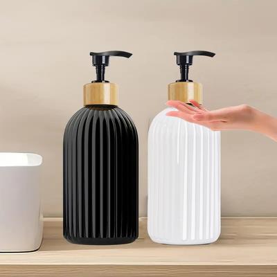 1/2pcs Black White Styling 500ml Soap Dispenser Portable Refillable Liquid Bottles Tray For Home Laundry Room Beauty Salon Hotel