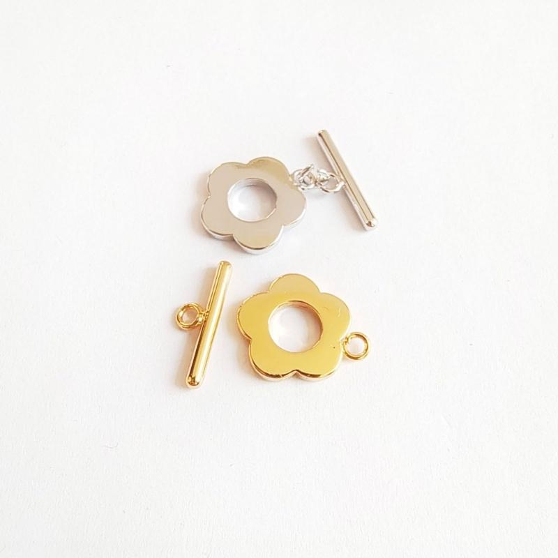 5Sets Flower Toggle Clasps Connector T-bar Necklace Bracelets Clasps Jewelry Making Findings Accessories Easy To Use