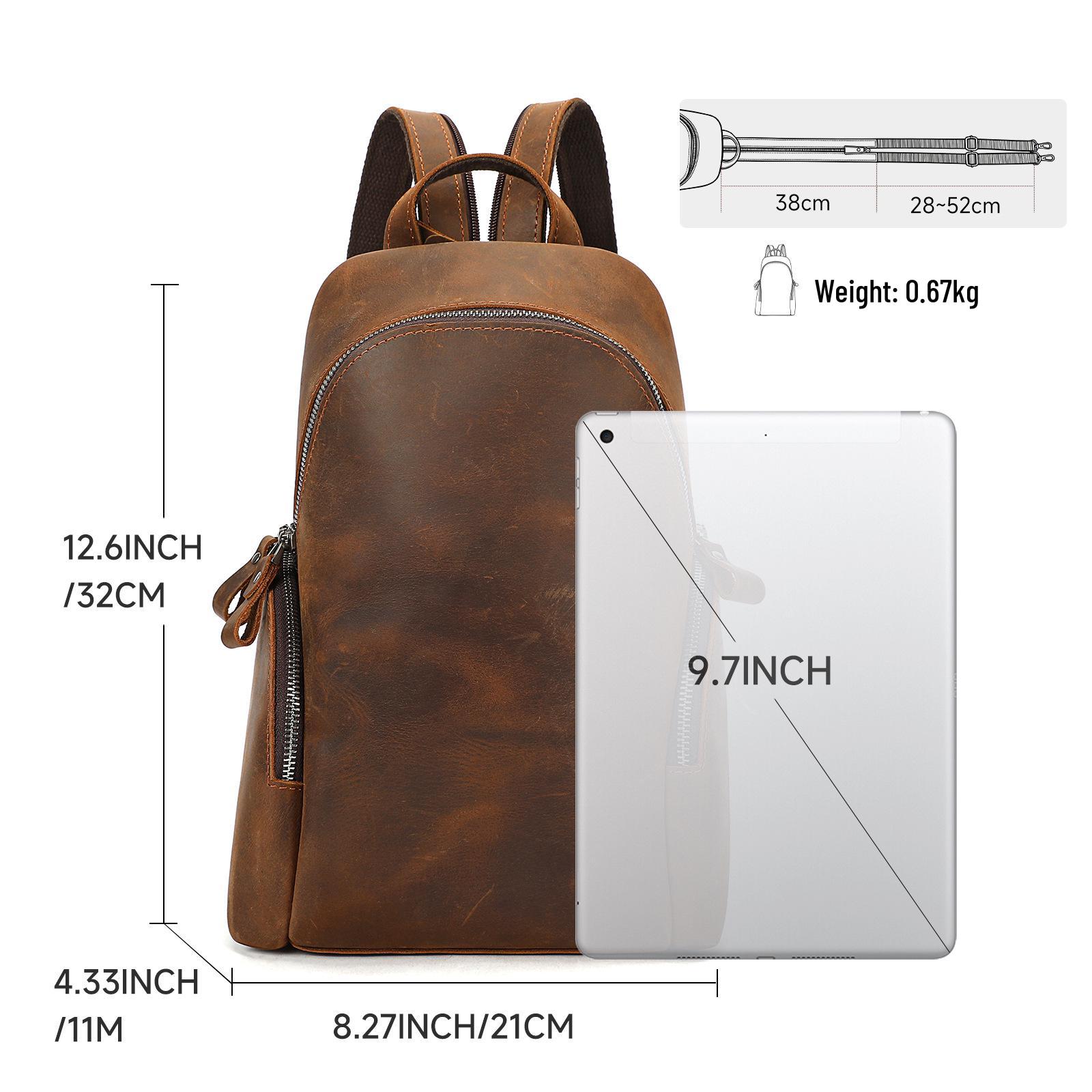 Men`s Genuine Leather Crazy Horse Backpack