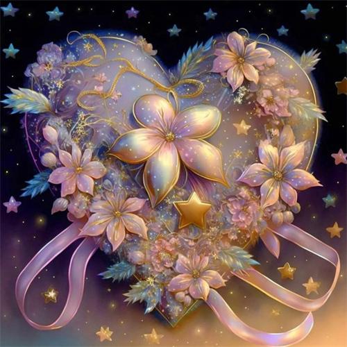 Diy Diamond Painting Heart Flower Home Decor Full Square Round Embroidery Mosaic Fantasy Landscape Wall Art