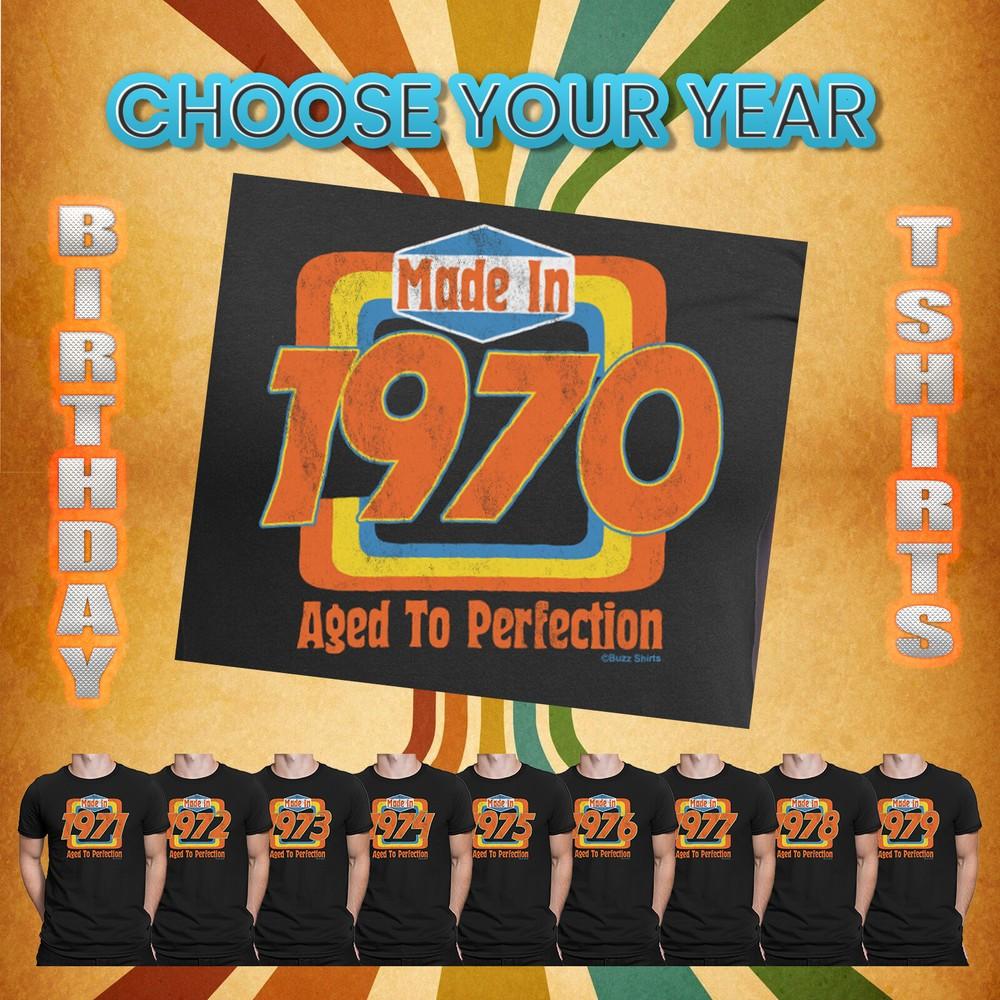 

Mens 70s Birthday Year TShirt MADE IN 1970s 50th Seventies 1973 70s Born XL