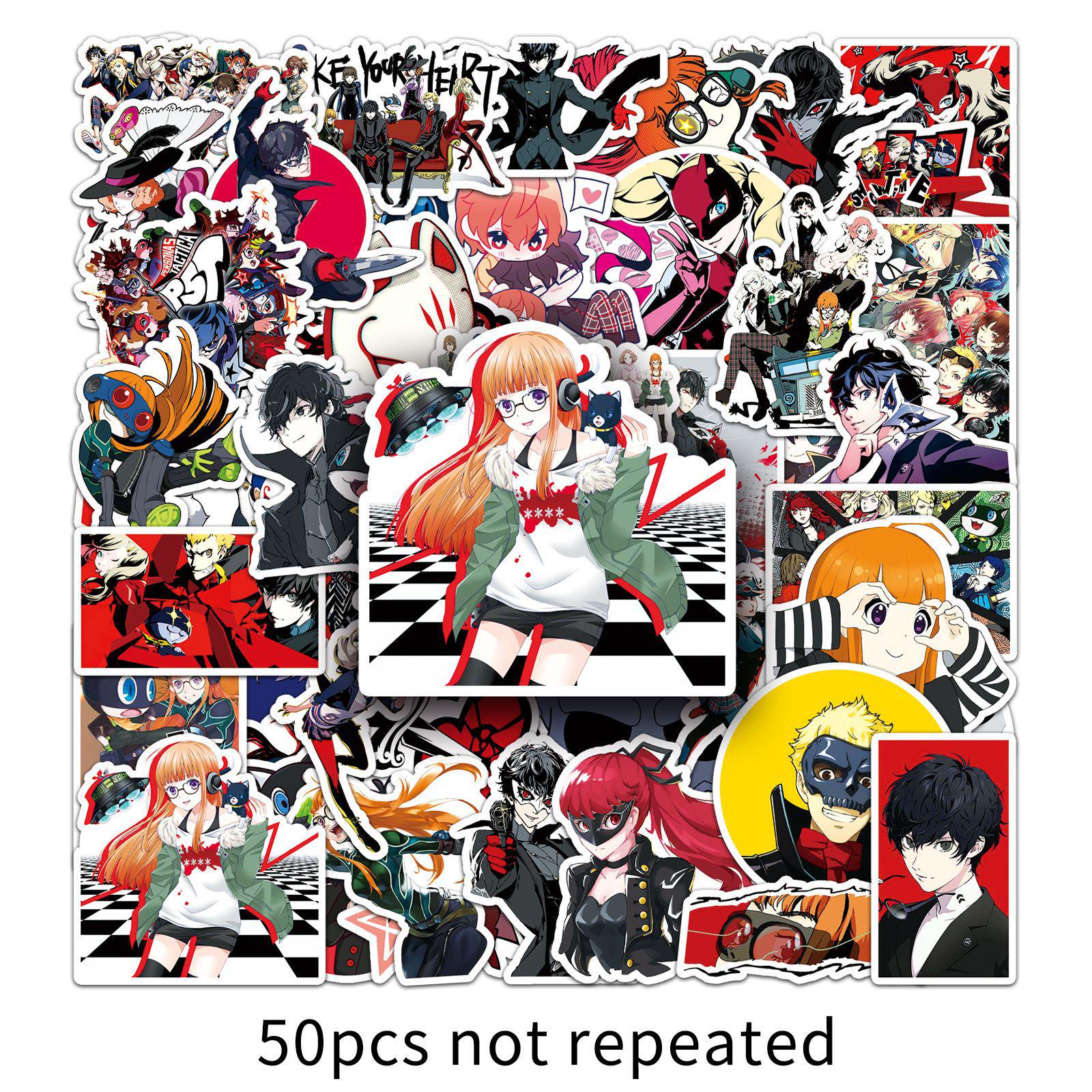 50 Persona Graffiti Stickers: Personalized Cartoon Japanese Anime for Decorating Phone Cases, Water Bottles, and Computers