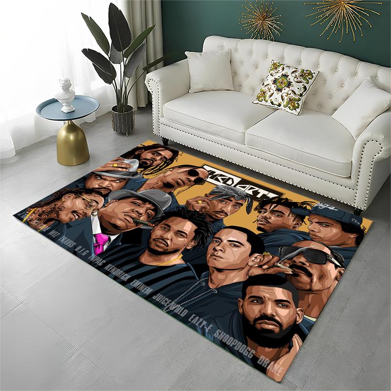 Rapper Eminem Tupac 2pac Hip Hop Rap God Carpet Rug for Playroom Bedroom Living Room Sofa Home Decor,kid Area Rug Non-slip