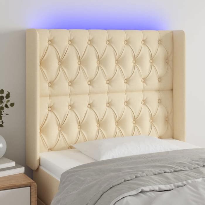 VidaXL LED Headboard Bedroom Furniture Single Bed Accessory Headboard Bed Frame Interior Cream 3124379