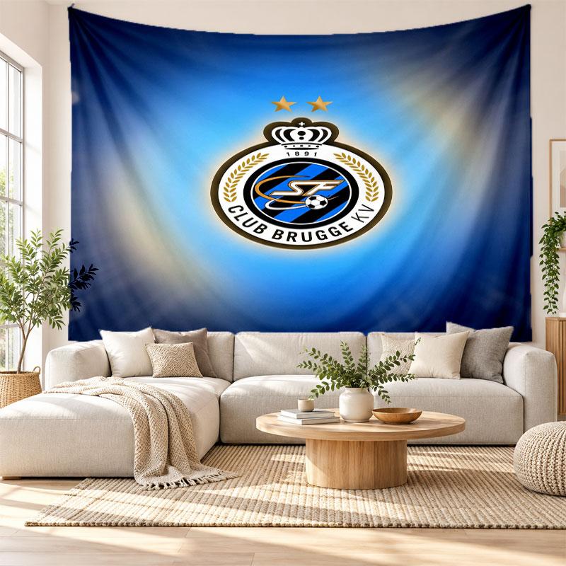 Arazzo da Parete FC Club Brugge, Appeso a Parete in Tessuto Morbido, Sfondo Decorativo per Camera da Letto Arte Murale per la Casa
