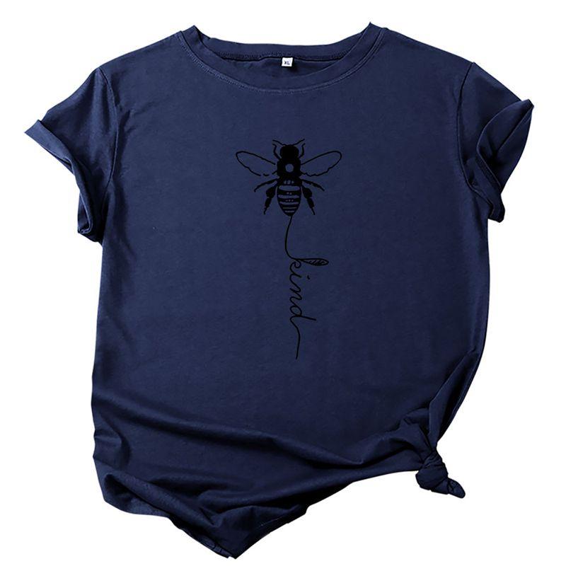 Women's Bee Printed Crew Neck T-shirts Featuring Soft Cotton Fabric For Comfort