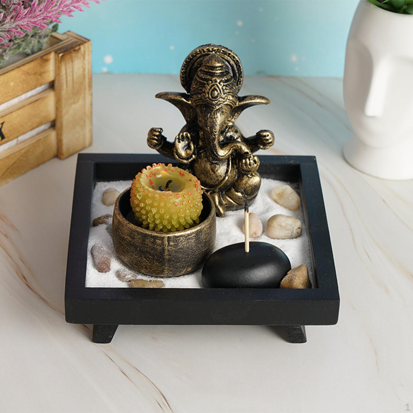 

Table Top Elephant Statue Candlestick Holder Set, ,10x10x13cm Decorative Displaying Meditating