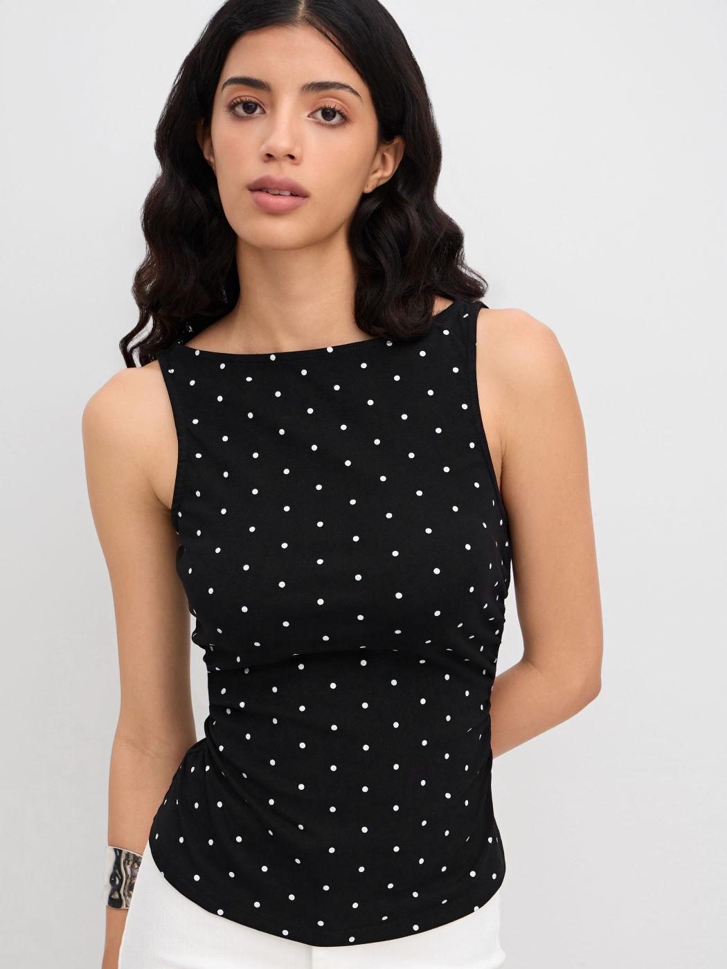 

European & American Slim-Fit Polka Dot Lace-Up Vest for Women s Summer Fashion Small
