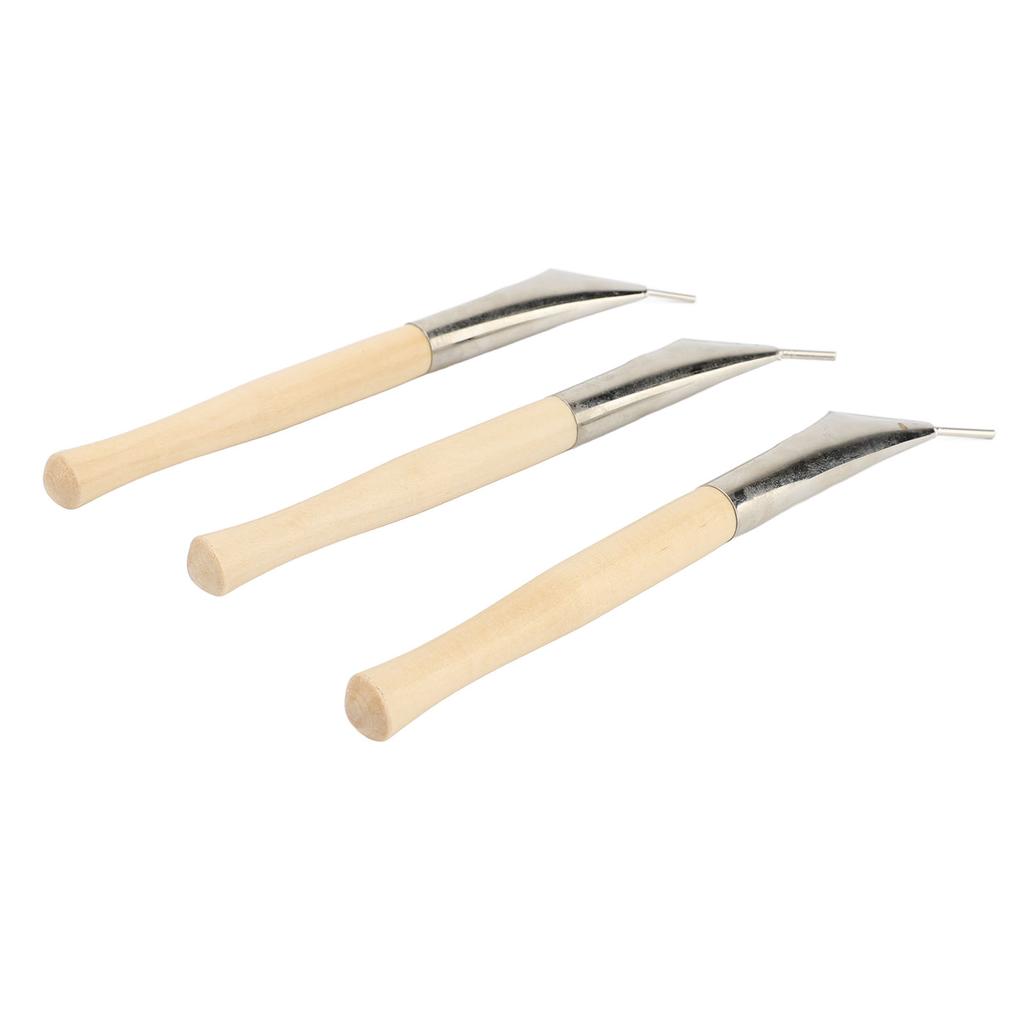3Pcs Pottery Batik Printing Pen Drawing On Fabric Cloth Beech and Stainless Steel Clay Carving Tools