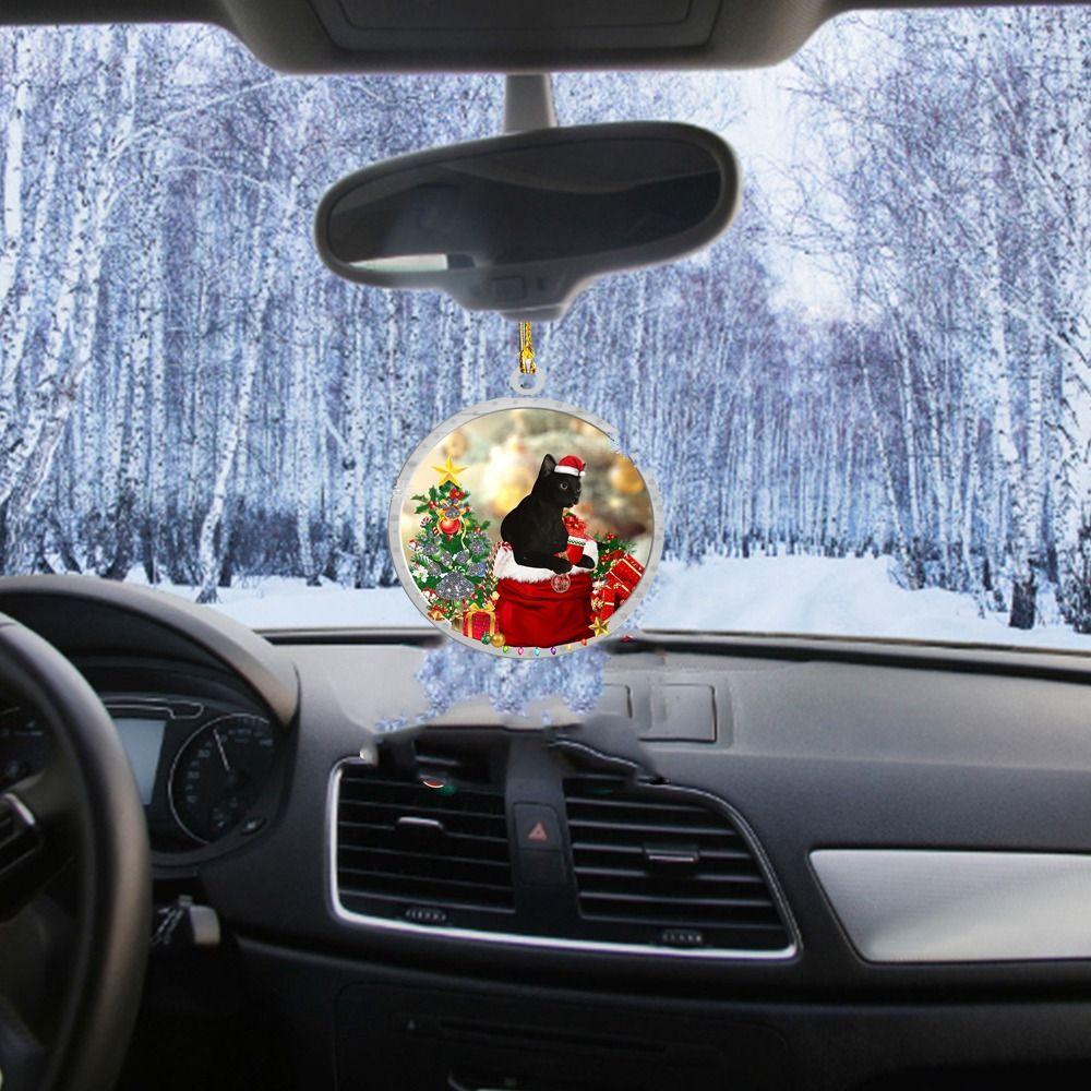 2D Black Cat Christmas Pendant Cartoon Vibrant Black Cat Christmas Ornaments New Year