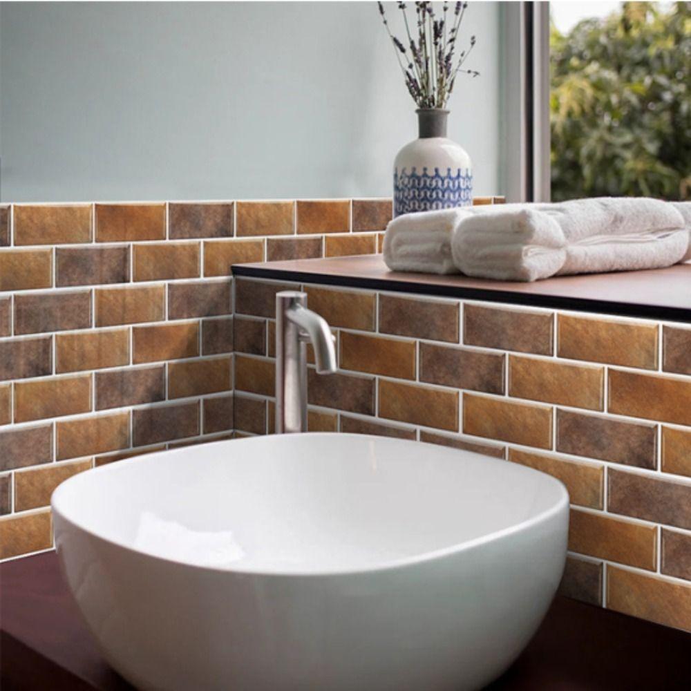 6pcs Self-Adhesive Tile Stickers PVC Self-Adhesive Wallpaper Decorative Wall Stickers  Kitchen
