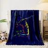 A colorful abstract silhouette of a badminton player in action. for all seasons blanket lunch break throw gift