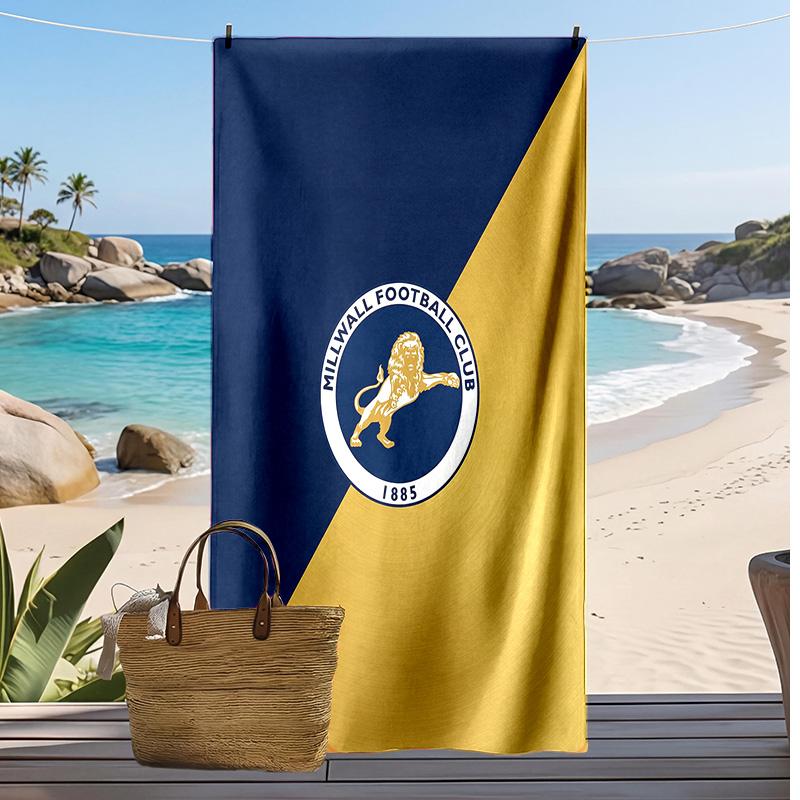 Toalha de Praia Estampa de Futebol Millwall, Toalha Grande Macia de Secagem Rápida para Praia Acampamento Natação