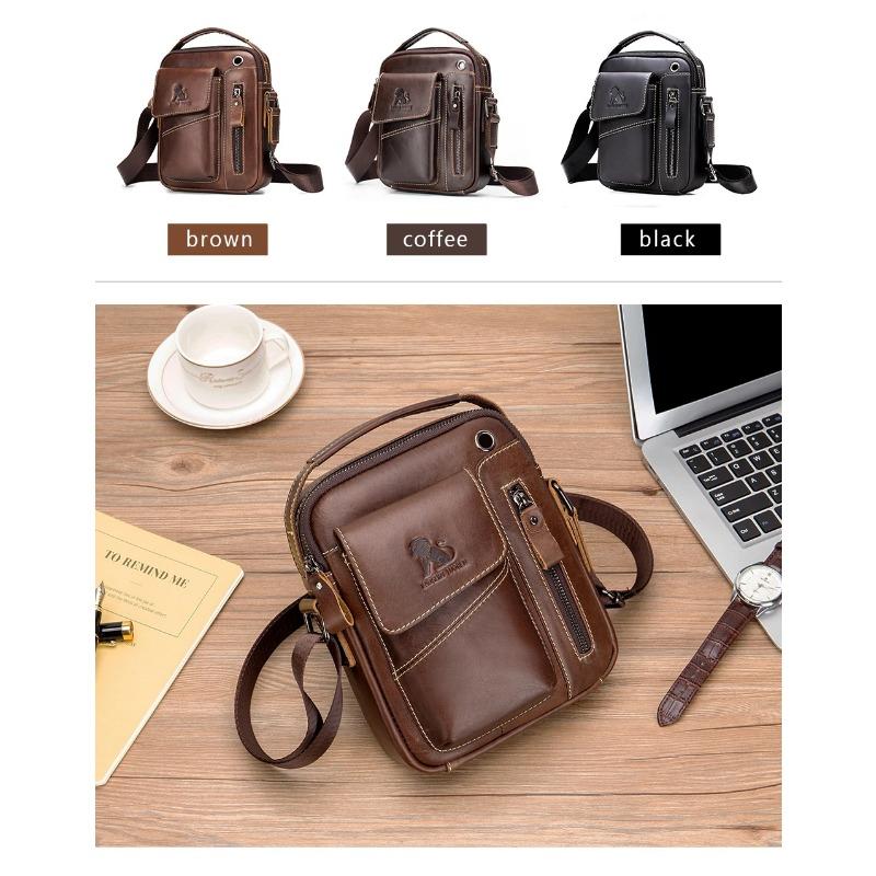 Genuine Cow Leather Messenger Bag Men Handbag Chest Crossbody Shoulder Bag Men's Bag Tas Business Small Male Bolsas Sac