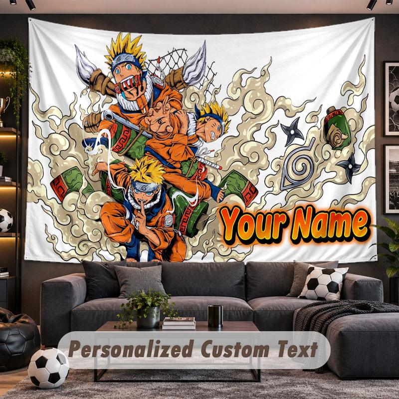 Wall Hanging Tapestry Custom NameNaruto Pattern Personalized Printed Fabric Wall Decor