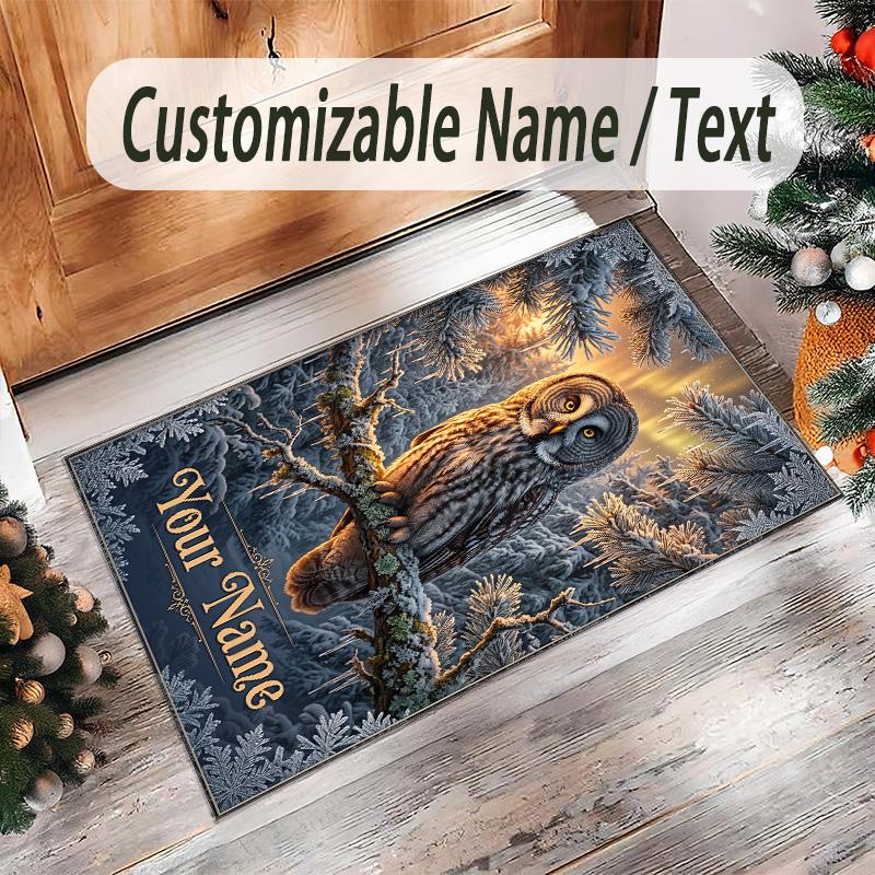 Birds Theme Crystal Velvet Floor Rug Personalized Custom Name Text Warm Carpet Home Decoration