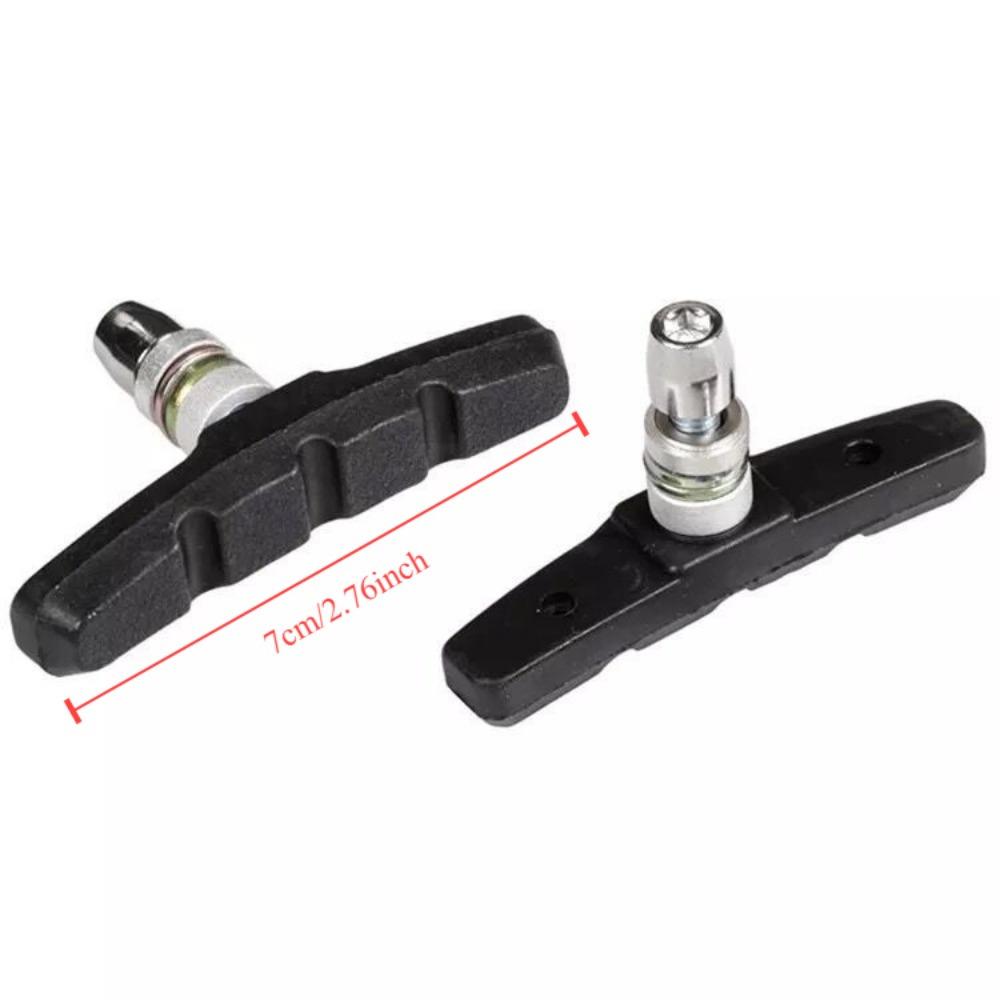 2/4pcs Black Rubber V-Brake Pads for Mountain Bikes Silent Brake Belt Screw Pad Blocks 2.76inch Replacement Brake Pads