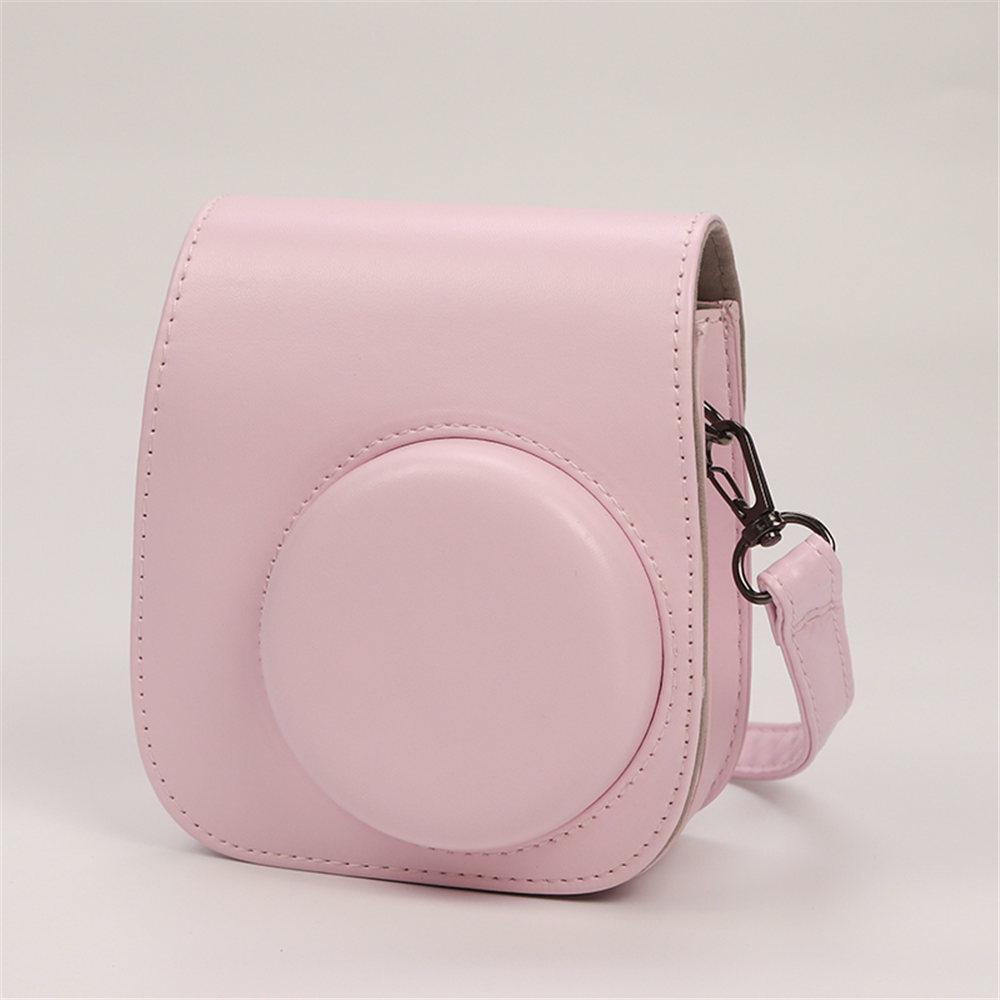 

For Instax Mini 12 11 8 9 Camera Case PU Leather Soft Protective Case Trave Bag For Fujifilm Film Camera Bag With Shoulder Strap розовый