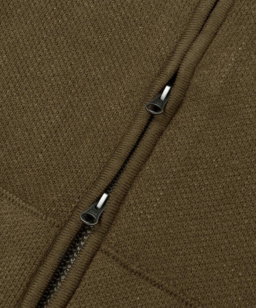 Brownbreath Tag Knit Hood Zip Up - Brown