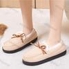 Women's Cotton Shoes 2025 Winter New Plush Thickened Warm Home Slippers Vintage Bow-knot Flat Outdoor Luxury Short Boots